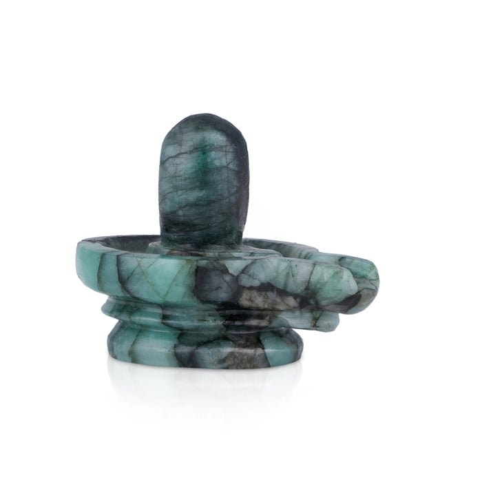 Shivling Murti - 4 x 4.5 Inches | Emerald Idol / Shiv Ling Murti / Shiva Lingam Statue for Pooja - Sphatik & Semi Precious Stone Murties