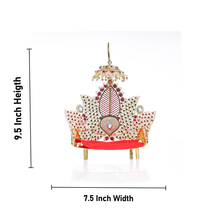 Sinhasan  - 9.5 x 7.5  Inches |  Stone Chowki/ Lotus Design Simhasan/ Bajot for Deity