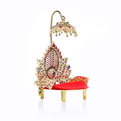 Sinhasan  - 4 x 4  Inches |  Stone Chowki/ Lotus Design Simhasan/ Bajot for Deity - Pooja Aasan & Bajot & Pooja Mat