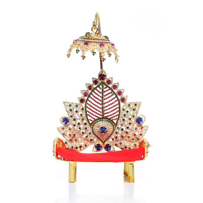 Sinhasan  - 4 x 4  Inches |  Stone Chowki/ Lotus Design Simhasan/ Bajot for Deity - Pooja Aasan & Bajot & Pooja Mat