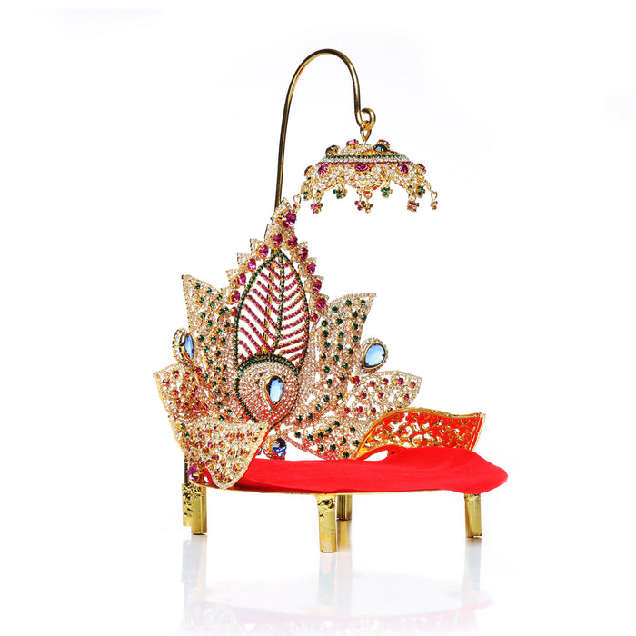 Sinhasan  - 8 x 6  Inches |  Stone Chowki/ Lotus Design Simhasan/ Bajot for Deity - Pooja Aasan & Bajot & Pooja Mat