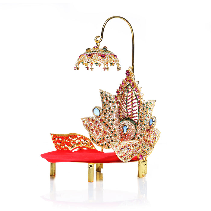 Sinhasan  - 8 x 6  Inches |  Stone Chowki/ Lotus Design Simhasan/ Bajot for Deity - Pooja Aasan & Bajot & Pooja Mat