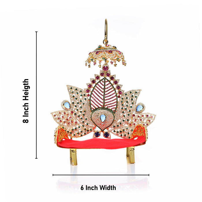 Sinhasan  - 8 x 6  Inches |  Stone Chowki/ Lotus Design Simhasan/ Bajot for Deity - Pooja Aasan & Bajot & Pooja Mat