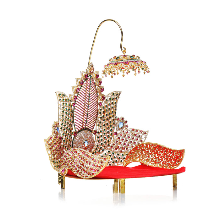 Sinhasan  - 11 x 9.5  Inches |  Stone Chowki/ Lotus Design Simhasan/ Bajot for Deity - Pooja Aasan & Bajot & Pooja Mat