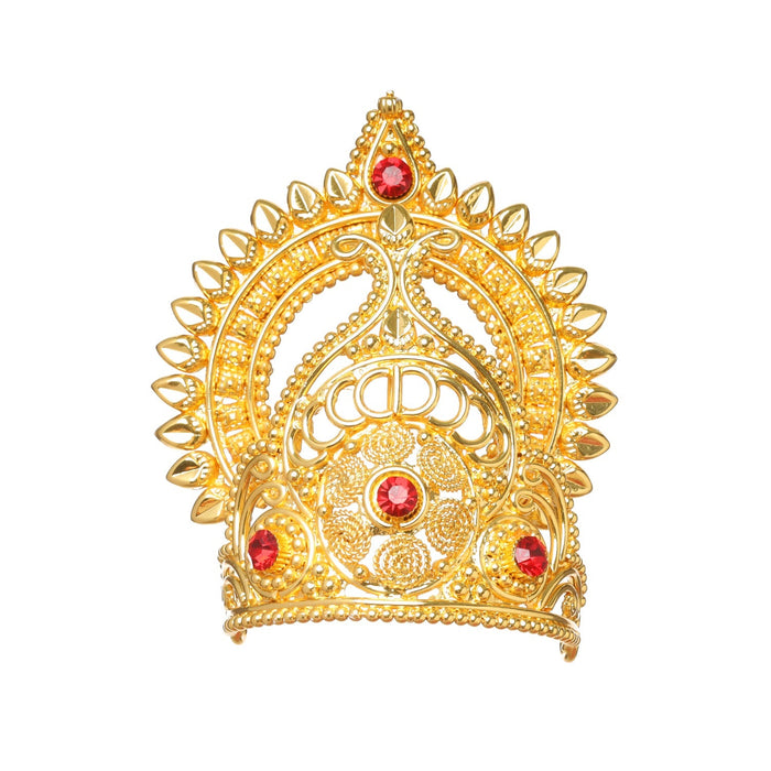 Mukut Mala Kundal Set  - 4 Inches | Kiritam/ Crown/ Gold Polish Jewellery for Deity