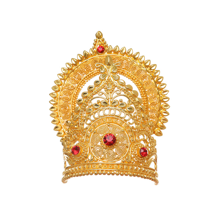 Mukut Mala Kundal Set  - 5.5 Inches | Kiritam/ Crown/ Gold Polish Jewellery for Deity - Deity Jewellery & Vastra Sets