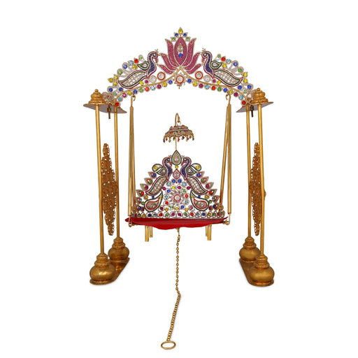 Jhula With stone - 21x 15 Inches | Unjal / Jhoola / Swing Jhula for Deity - Jhulas & Unjal Items