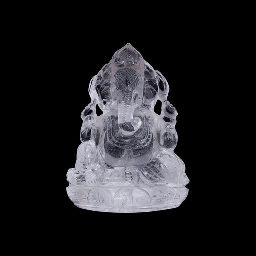 Ganesha sitting On Base Murti- 3.5 x 2.5 Inches | Spatik Idol / Ganapathi Statue Decor for Home & Pooja - Sphatik & Semi Precious Stone Murties