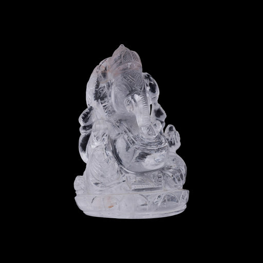 Ganesha sitting On Base Murti- 3.5 x 2.5 Inches | Spatik Idol / Ganapathi Statue Decor for Home & Pooja - Sphatik & Semi Precious Stone Murties