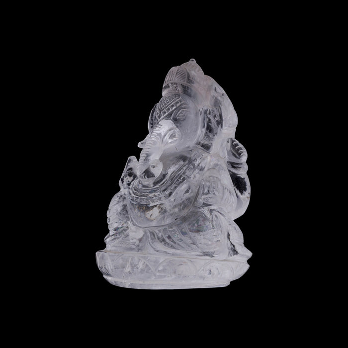 Ganesha sitting On Base Murti- 3.5 x 2.5 Inches | Spatik Idol / Ganapathi Statue Decor for Home & Pooja - Sphatik & Semi Precious Stone Murties