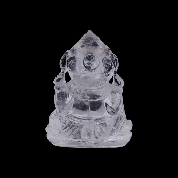 Ganesha sitting On Base Murti- 3.5 x 2.5 Inches | Spatik Idol / Ganapathi Statue Decor for Home & Pooja - Sphatik & Semi Precious Stone Murties