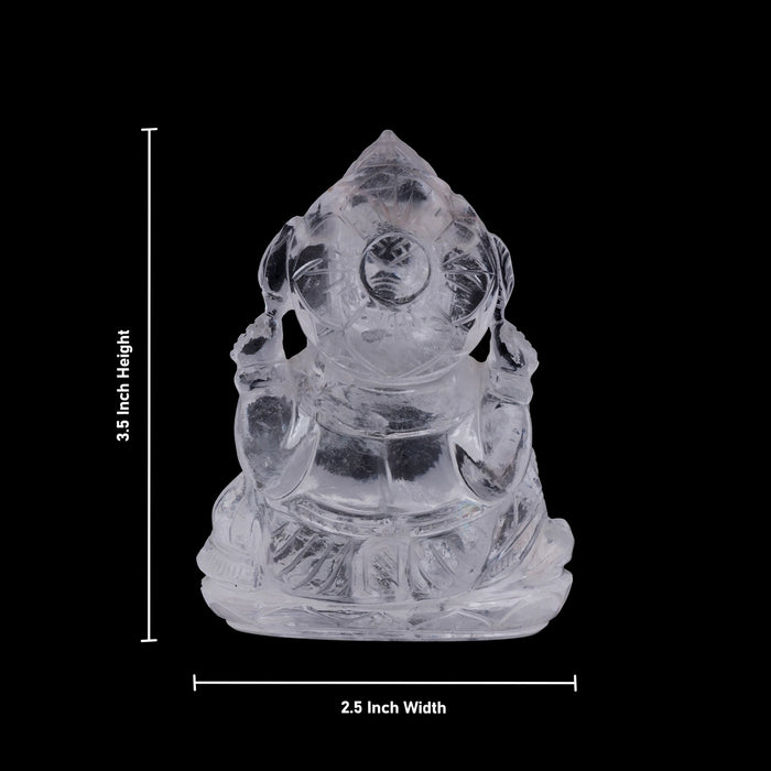 Ganesha sitting On Base Murti- 3.5 x 2.5 Inches | Spatik Idol / Ganapathi Statue Decor for Home & Pooja - Sphatik & Semi Precious Stone Murties