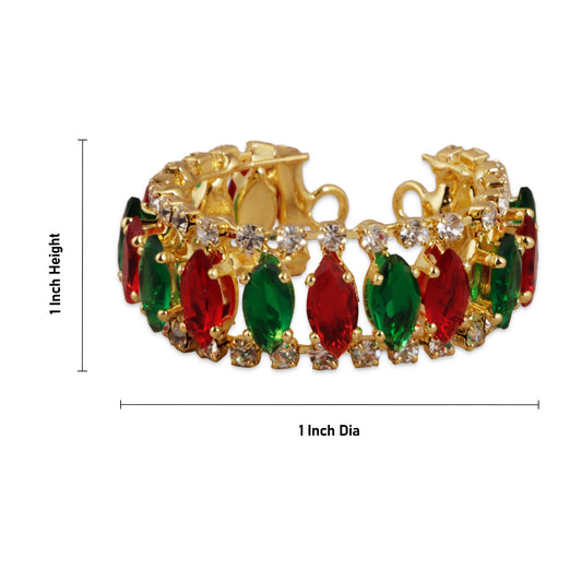 Stone Bangle - 1 x 1 Inches | Multicolour Stone Jewelry/ Jewellery for Deity - Neck & Body Accessories