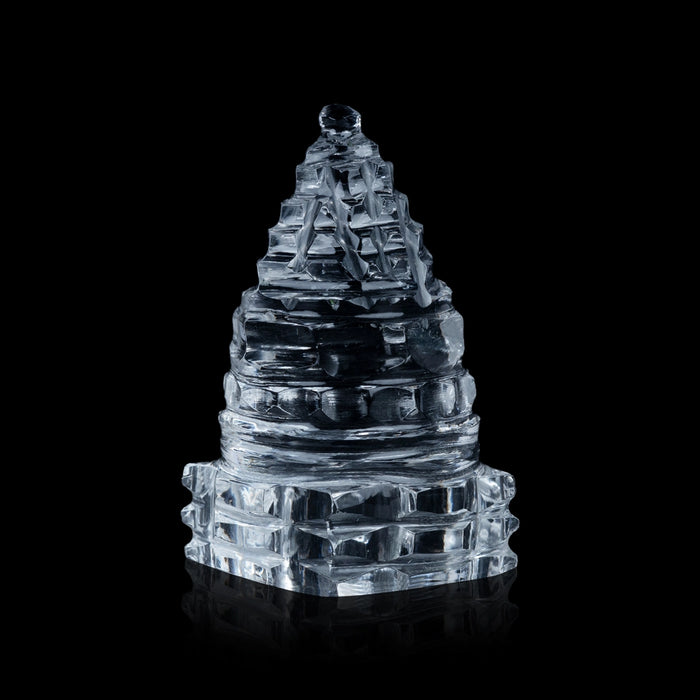 Sphatik Meru Shree Yantra - 1.5 x 0.75 Inches | Maha Meru Yantra / Spatik Sri Chakra Yantra for Home
