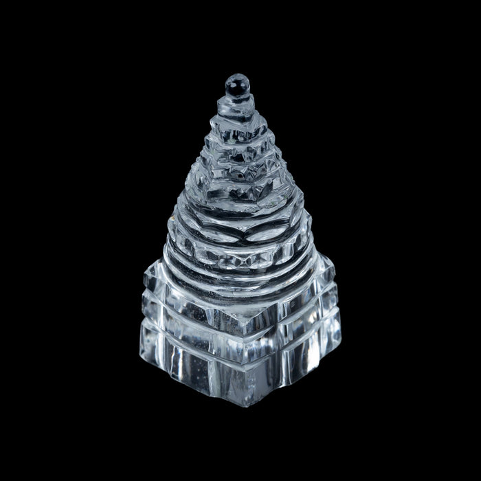 Sphatik Meru Shree Yantra - 1.5 x 0.75 Inches | Maha Meru Yantra / Spatik Sri Chakra Yantra for Home