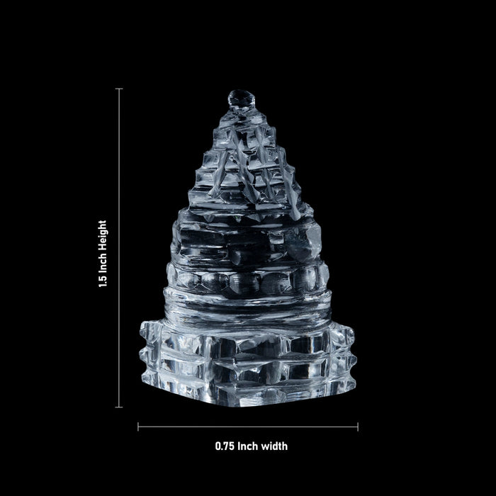 Sphatik Meru Shree Yantra - 1.5 x 0.75 Inches | Maha Meru Yantra / Spatik Sri Chakra Yantra for Home