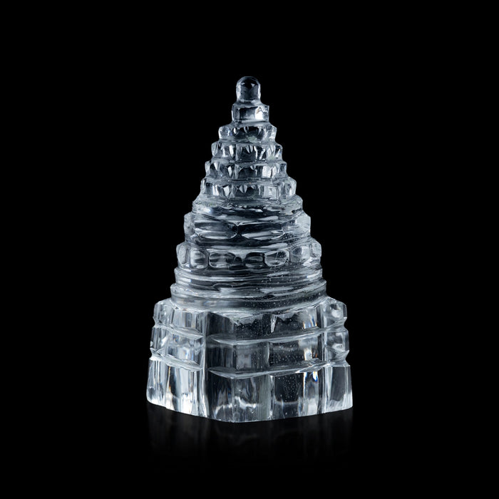 Sphatik Meru Shree Yantra - 2 x 1 Inches | Maha Meru Yantra / Spatik Sri Chakra Yantra for Home