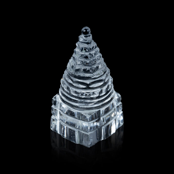 Sphatik Meru Shree Yantra - 2 x 1 Inches | Maha Meru Yantra / Spatik Sri Chakra Yantra for Home