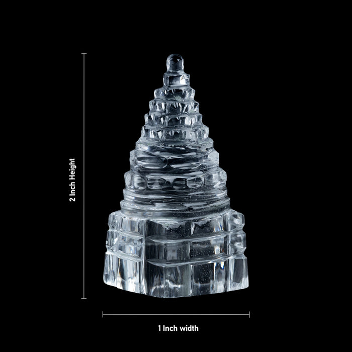 Sphatik Meru Shree Yantra - 2 x 1 Inches | Maha Meru Yantra / Spatik Sri Chakra Yantra for Home
