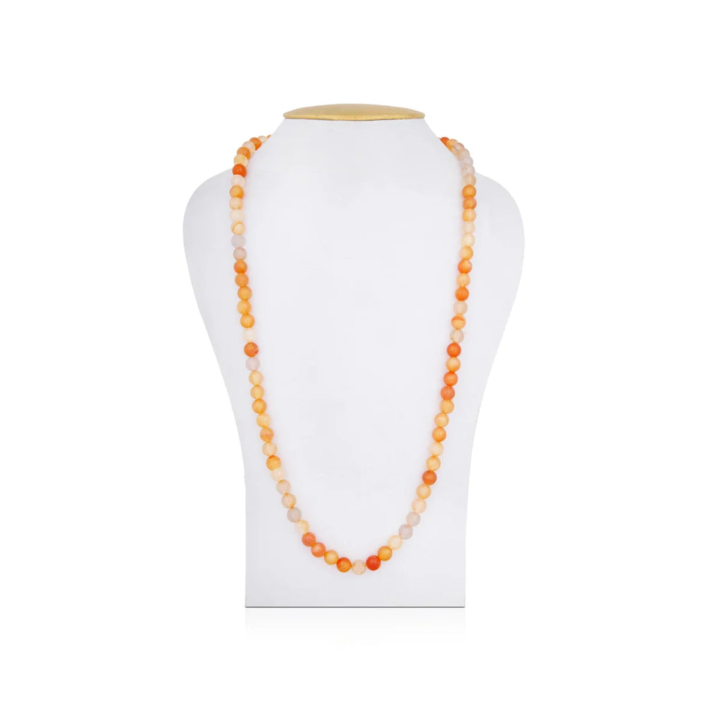 Carnelian Mala - 19 Inches | 8 Mm/ Carnelian Mala Beads/ Crystal Mala for Men & Women