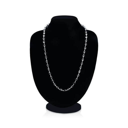 Karungali Mala With Silver Cup - 14 Inches | 54 Beads Black Ebony Mala/ Karungali Kattai Malai for Pooja - Karungali Mala, Pendant, Bracelet