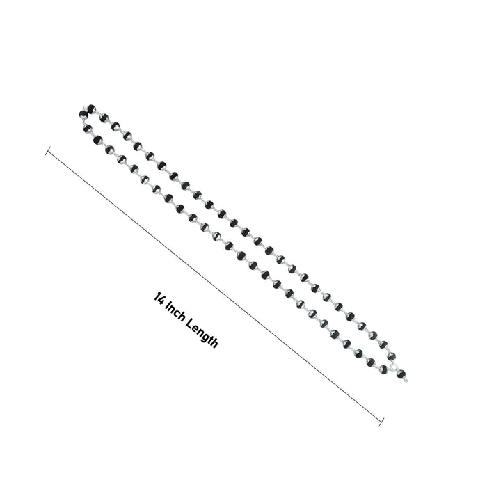 Karungali Mala With Silver Cup - 14 Inches | 54 Beads Black Ebony Mala/ Karungali Kattai Malai for Pooja - Karungali Mala, Pendant, Bracelet