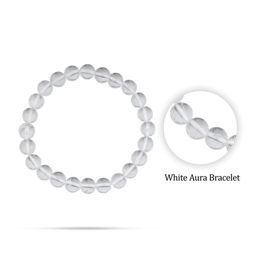 White Aura Quartz Bracelet- 2.5 Inches | Angel Aura Crystal Bracelet/ Semi Precious Hand Band For Positive Energy - Bracelet