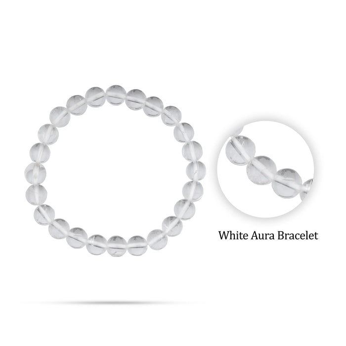 White Aura Quartz Bracelet- 2.5 Inches | Angel Aura Crystal Bracelet/ Semi Precious Hand Band For Positive Energy - Bracelet