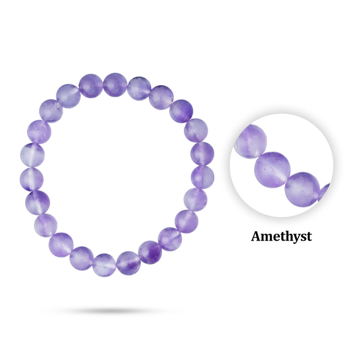 Amethyst Bracelet - 2.5 Inches | Amethyst Crystal Bracelet/ Amethyst Bead Hand Band for Men & Women - Bracelet