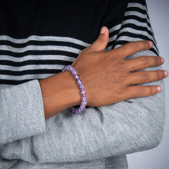 Amethyst Bracelet - 2.5 Inches | Amethyst Crystal Bracelet/ Amethyst Bead Hand Band for Men & Women - Bracelet
