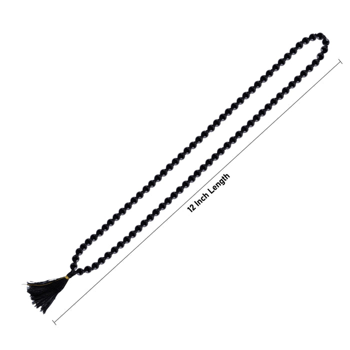 Black Agate Mala - 12 Inches | 6 mm/ Agate Mala/ Black Hakik Mala for Yoga Meditation - Mala & Pendant