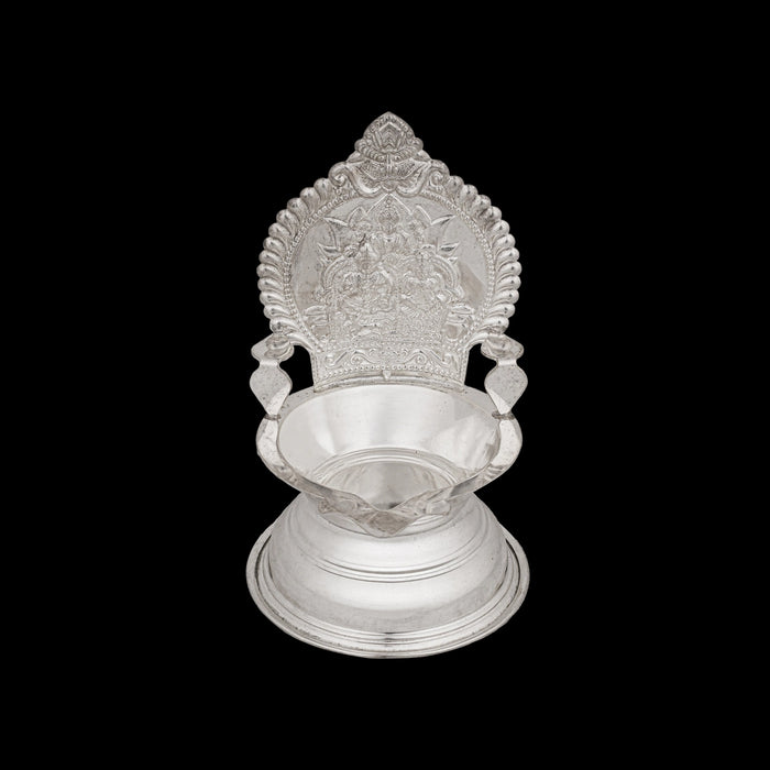 Lakshmi Kubera Lamp - 5.5 x 3.5 Inches | Silver Lakshmi Kubera Vilakku / Laxmi Kubera Deepam for Pooja - Deity Lamps