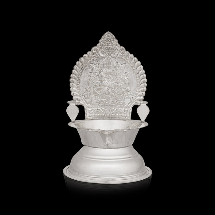 Lakshmi Kubera Lamp - 5.5 x 3.5 Inches | Silver Lakshmi Kubera Vilakku / Laxmi Kubera Deepam for Pooja - Deity Lamps