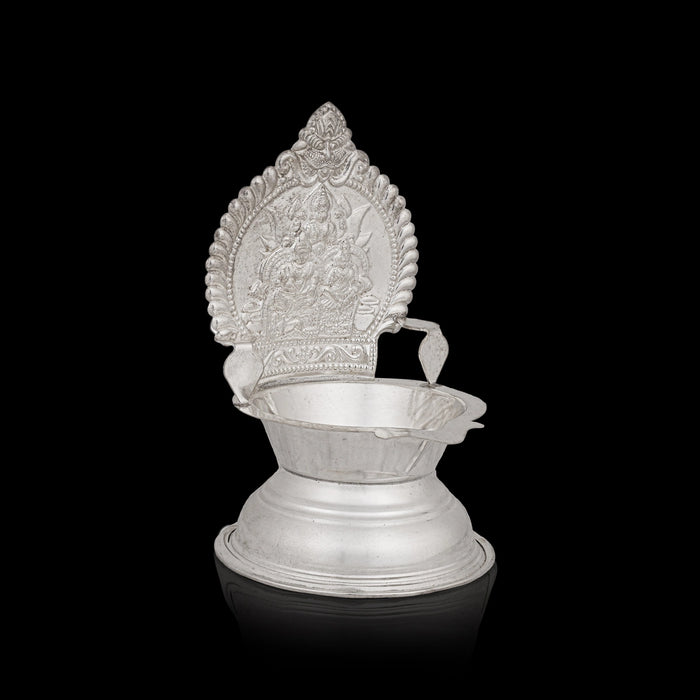Lakshmi Kubera Lamp - 5.5 x 3.5 Inches | Silver Lakshmi Kubera Vilakku / Laxmi Kubera Deepam for Pooja - Deity Lamps