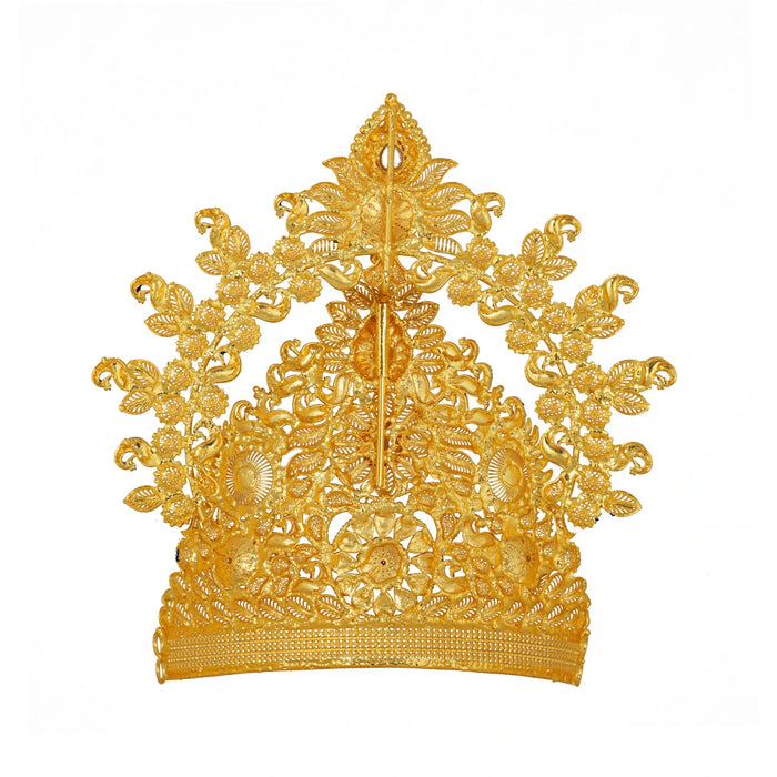 Kiritam  - 7 x 8 Inches | Mukut/ Stone Crown/ Gold Polish Kireetam/ Jewellery for Deity - Head & Face Accessories