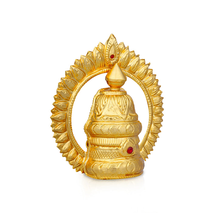 Stone Kireetam with Arch  - 6 x 6 Inches | Half Crown/ Kiritam/ Mukut/ Gold Polish Jewellery for Deity - Head & Face Accessories