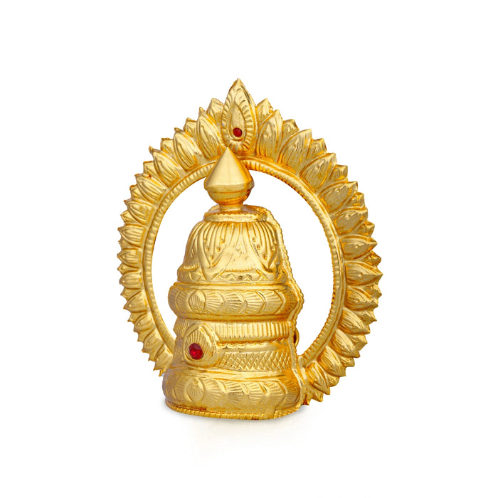 Stone Kireetam with Arch  - 6 x 6 Inches | Half Crown/ Kiritam/ Mukut/ Gold Polish Jewellery for Deity - Head & Face Accessories