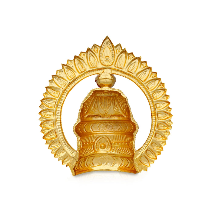 Stone Kireetam with Arch  - 6 x 6 Inches | Half Crown/ Kiritam/ Mukut/ Gold Polish Jewellery for Deity - Head & Face Accessories