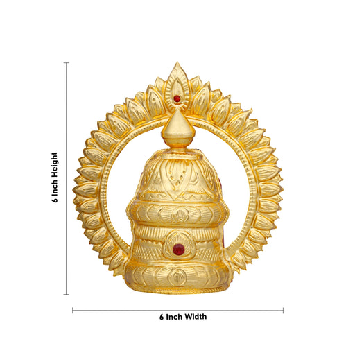 Stone Kireetam with Arch  - 6 x 6 Inches | Half Crown/ Kiritam/ Mukut/ Gold Polish Jewellery for Deity - Head & Face Accessories