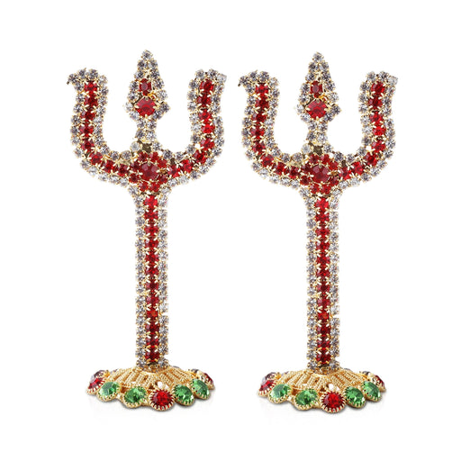 Trishul - 3 Inches | Stone Trishul with Stand/ Stone Soolam for Deity - Deity Accessories