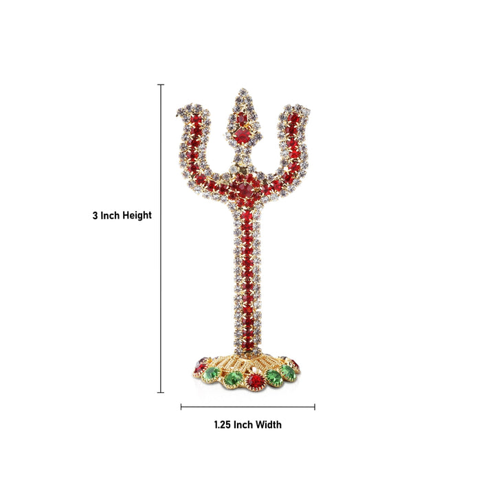 Trishul - 3 Inches | Stone Trishul with Stand/ Stone Soolam for Deity - Deity Accessories