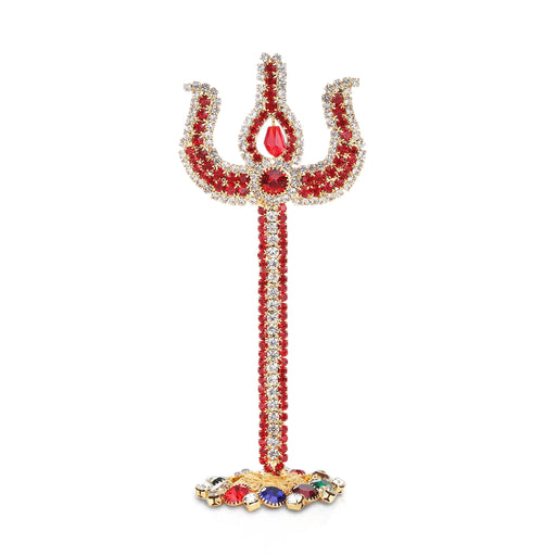 Trishul - 4.25 Inches | Stone Trishul with Stand/ Stone Soolam for Deity - Deity Accessories