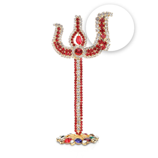 Trishul - 4.25 Inches | Stone Trishul with Stand/ Stone Soolam for Deity - Deity Accessories