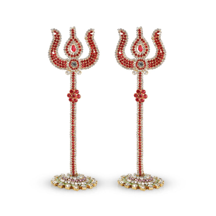 Trishul - 7.25 Inches | Stone Trishul with Stand/ Stone Soolam for Deity - Deity Accessories