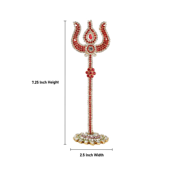 Trishul - 7.25 Inches | Stone Trishul with Stand/ Stone Soolam for Deity - Deity Accessories
