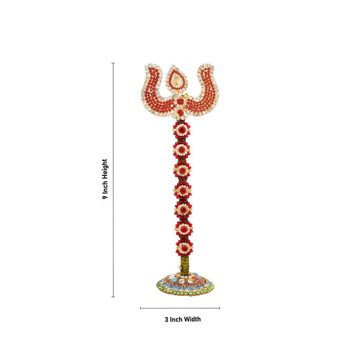 Stone Trishul with Stand - 9 x 3 Inches | Stone Soolam/ Stone Astras for Deity