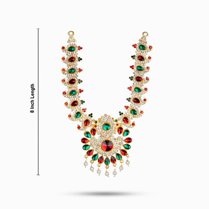 Mango Necklace - 6 Inches | Multicolour Stone Mango Jewelry/ Jewellery for Deity