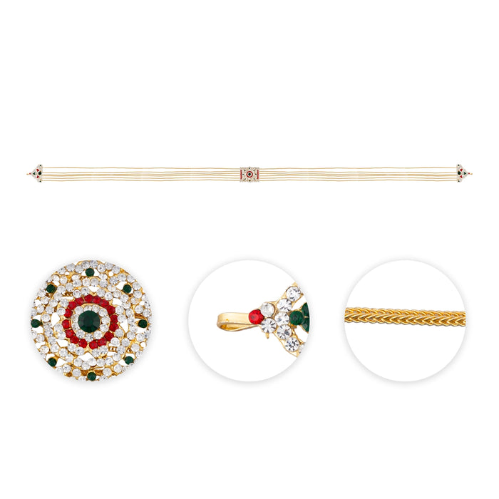 Poonul - 47 Inches | Gold Polish Poonal/ Multicolour Stone Jewellery/ Artificial Jewelry for Deity Decor - Neck & Body Accessories