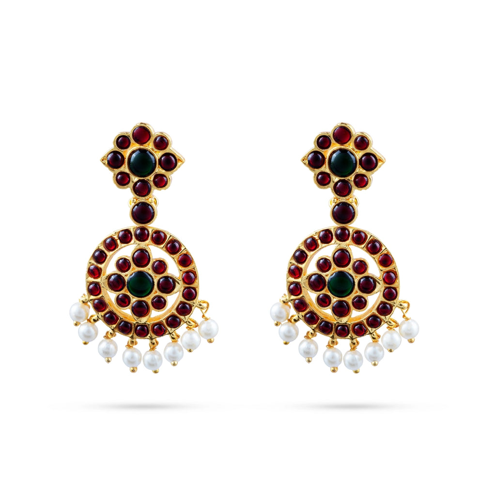 Kemp Earing - 2.5 x 1.5 Inches | Stone Earring/ Beads With Stone Stud for Dance/ 40 Gms Approx