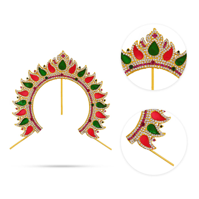 Mango Design Hair Arch - 10 X 10 Inches | Multicolour Stone Jewellery/ Hair Accessory For Deity Decor - Head & Face Accessories